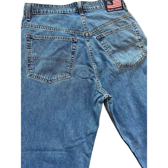 Vtg Ralph Lauren Polo Jeans Company 33x30 Y2K Blue Denim Pants Mens Banner - Picture 10 of 11